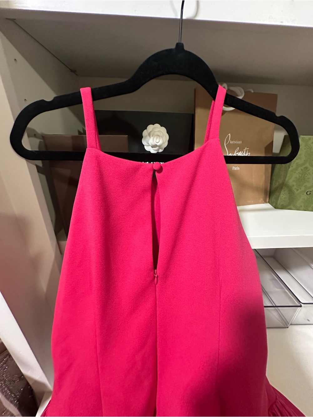 Adrianna Papell Bubble Hem Mini Dress in Bright Rose - Picture 5 of 5